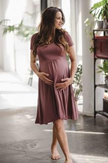 Tehotenské a dojčiace šaty Mommy Chic milk & love ružovo hnedá L