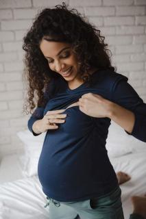 Tehotenské a dojčiace tričko Milk Shirt milk & love modrá L