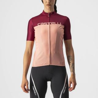 Dámsky letný cyklistický dres CASTELLI Velocissima, blush/bordeaux Veľkosť: L