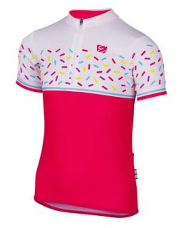 Detský letný cyklistický dres ETAPE RIO, ružová / biela Veľkosť: 152-158