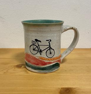 Farebný hrnček na čaj 0,2 ls grafikou mestského bicykla