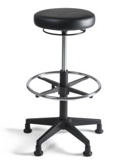Dielenská stolička Rondy - vysoká s kruhovou opierkou nôh konštrukcia/čalúnenie: NE/Koženka
