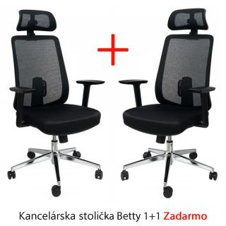 Ergonomická kancelárska stolička Betty 1+1 Zadarmo, čierna