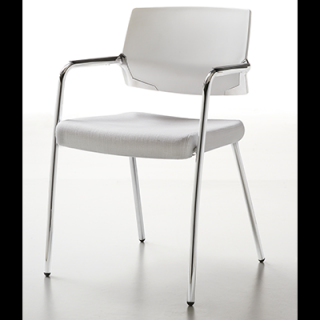 Konferenčná stolička MASTER LUX Prevedenie: 4 nohy/Plastový operák biely