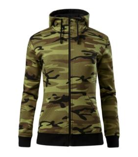 Camo Zipper Mikina dámska Varianta: camouflage green, Velikost: 2XL