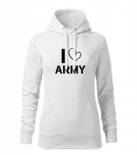 DRAGOWA dámska mikina s kapucňou i love army, biela 320g/m2 Veľkosť: XL