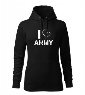 DRAGOWA dámska mikina s kapucňou i love army, čierna 320g/m2 Veľkosť: XL