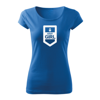 DRAGOWA dámske krátke tričko army girl, modrá 150g/m2 Veľkosť: M