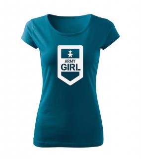 DRAGOWA dámske tričko army girl, petrol blue 150g/m2 Veľkosť: L