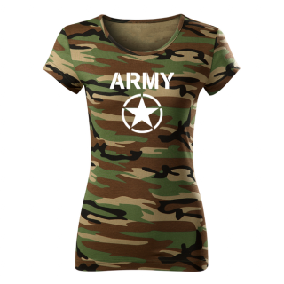 DRAGOWA dámske tričko army star, maskáčová 150g/m2 Veľkosť: L