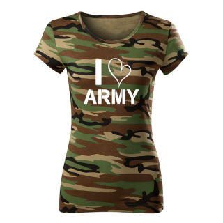 DRAGOWA dámske tričko i love army, maskáčová 150g/m2 Veľkosť: L