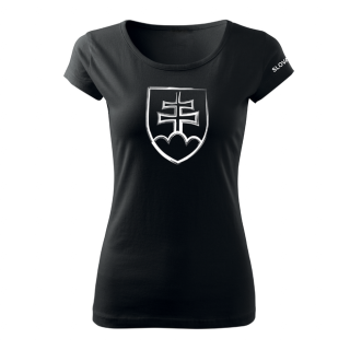 DRAGOWA dámske tričko slovenský znak, čierna 150g/m2 Veľkosť: L