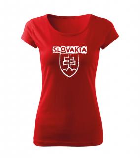 DRAGOWA dámske tričko slovenský znak s nápisom, červená 150g/m2 Veľkosť: L