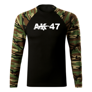 DRAGOWA Fit-T tričko s dlhým rukávom AK-47, woodland 160g/m2 Veľkosť: 3XL