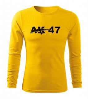 DRAGOWA Fit-T tričko s dlhým rukávom AK-47, žltá 160g/m2 Veľkosť: L
