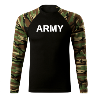 DRAGOWA Fit-T tričko s dlhým rukávom army, woodland 160g/m2 Veľkosť: 3XL