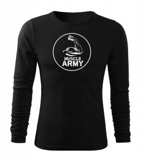 DRAGOWA Fit-T tričko s dlhým rukávom muscle army biceps, čierna 160g/m2 Veľkosť: L