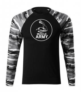 DRAGOWA Fit-T tričko s dlhým rukávom muscle army biceps, metro 160g/m2 Veľkosť: 3XL