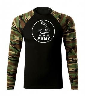 DRAGOWA Fit-T tričko s dlhým rukávom muscle army biceps, woodland 160g/m2 Veľkosť: L