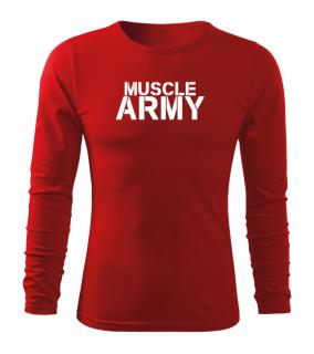 DRAGOWA Fit-T tričko s dlhým rukávom muscle army, červená 160g/m2 Veľkosť: L