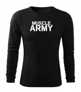 DRAGOWA Fit-T tričko s dlhým rukávom muscle army, čierna 160g/m2 Veľkosť: L