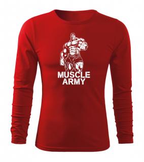 DRAGOWA Fit-T tričko s dlhým rukávom muscle army man, červená 160g/m2 Veľkosť: XL