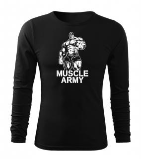 DRAGOWA Fit-T tričko s dlhým rukávom muscle army man, čierna 160g/m2 Veľkosť: L