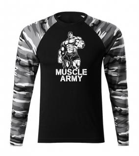 DRAGOWA Fit-T tričko s dlhým rukávom muscle army man, metro 160g/m2 Veľkosť: 3XL