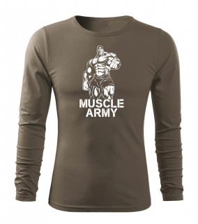 DRAGOWA Fit-T tričko s dlhým rukávom muscle army man, olivová 160g/m2 Veľkosť: L