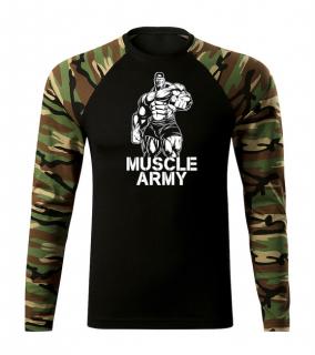 DRAGOWA Fit-T tričko s dlhým rukávom muscle army man, woodland 160g/m2 Veľkosť: L