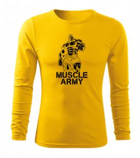 DRAGOWA Fit-T tričko s dlhým rukávom muscle army man, žltá 160g/m2 Veľkosť: L