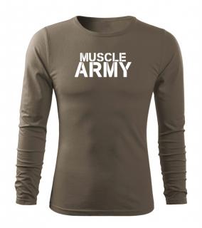 DRAGOWA Fit-T tričko s dlhým rukávom muscle army, olivová 160g/m2 Veľkosť: L