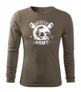 DRAGOWA Fit-T tričko s dlhým rukávom muscle army original, olivová 160g/m2 Veľkosť: L