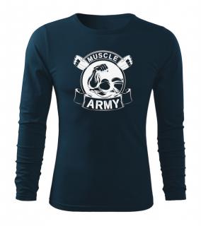 DRAGOWA Fit-T tričko s dlhým rukávom muscle army original, tmavomodrá 160g/m2 Veľkosť: L