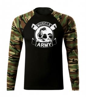 DRAGOWA Fit-T tričko s dlhým rukávom muscle army original, woodland 160g/m2 Veľkosť: L