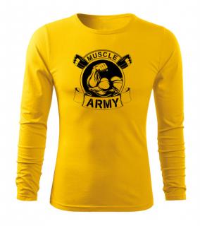 DRAGOWA Fit-T tričko s dlhým rukávom muscle army original, žltá 160g/m2 Veľkosť: L