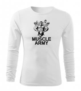 DRAGOWA Fit-T tričko s dlhým rukávom muscle army team, biela 160g/m2 Veľkosť: L