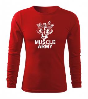 DRAGOWA Fit-T tričko s dlhým rukávom muscle army team, červená 160g/m2 Veľkosť: M