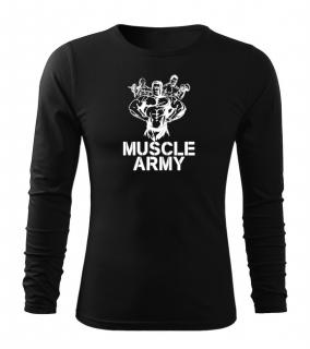 DRAGOWA Fit-T tričko s dlhým rukávom muscle army team, čierna 160g/m2 Veľkosť: L