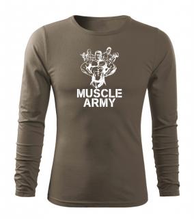 DRAGOWA Fit-T tričko s dlhým rukávom muscle army team, olivová 160g/m2 Veľkosť: L