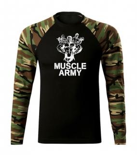 DRAGOWA Fit-T tričko s dlhým rukávom muscle army team, woodland 160g/m2 Veľkosť: L