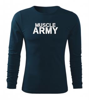 DRAGOWA Fit-T tričko s dlhým rukávom muscle army, tmavomodrá 160g/m2 Veľkosť: L