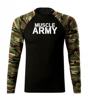 DRAGOWA Fit-T tričko s dlhým rukávom muscle army, woodland 160g/m2 Veľkosť: L