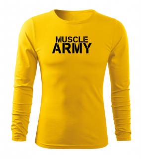 DRAGOWA Fit-T tričko s dlhým rukávom muscle army, žltá 160g/m2 Veľkosť: L