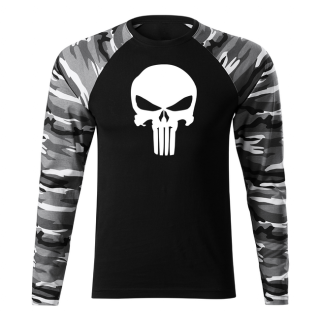 DRAGOWA Fit-T tričko s dlhým rukávom punisher, metro 160g/m2 Veľkosť: 3XL