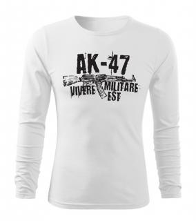 DRAGOWA Fit-T tričko s dlhým rukávom Seneca AK-47, biela 160g/m2 Veľkosť: M