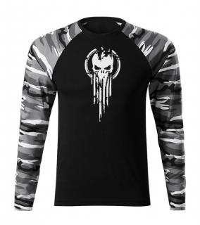 DRAGOWA Fit-T tričko s dlhým rukávom skull, metro 160g/m2 Veľkosť: 3XL