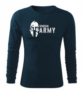 DRAGOWA Fit-T tričko s dlhým rukávom spartan army, tmavomodrá 160g/m2 Veľkosť: L