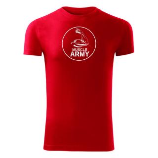 DRAGOWA fitness tričko muscle army biceps, červená 180g/m2 Veľkosť: XL