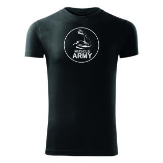 DRAGOWA fitness tričko muscle army biceps, čierna 180g/m2 Veľkosť: L